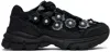 Axel Arigato Womens Black Marathon Runner Flower Mesh And Leather Trainers In Black/black