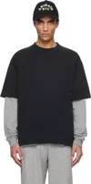 Axel Arigato Grey Crewneck T-shirt With Typo Embroidery In Black