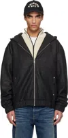 Axel Arigato Black Pebbled Hooded Faux-leather Jacket In Black