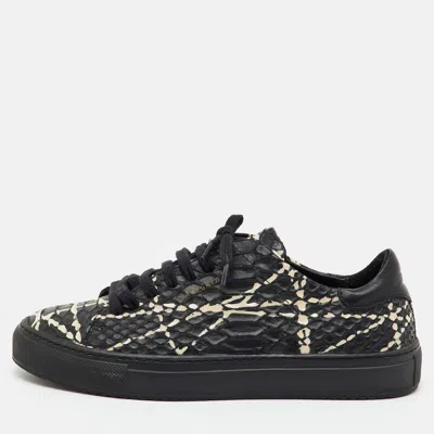 Pre-owned Axel Arigato Black Python Embossed Leather Clean 90 Low Top Sneakers Size 36