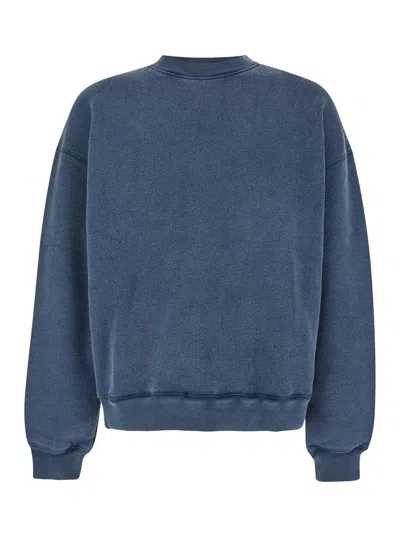 Axel Arigato Blue Crewneck Sweatshirt With Logo Embroidery In Cotton Man In Navy