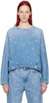 Axel Arigato Blue Daisy Script A Denim Blouse In Mid Blue