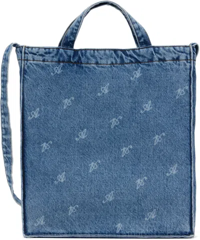 Axel Arigato Blue Dune Script A Denim Tote In Light Blue Denim