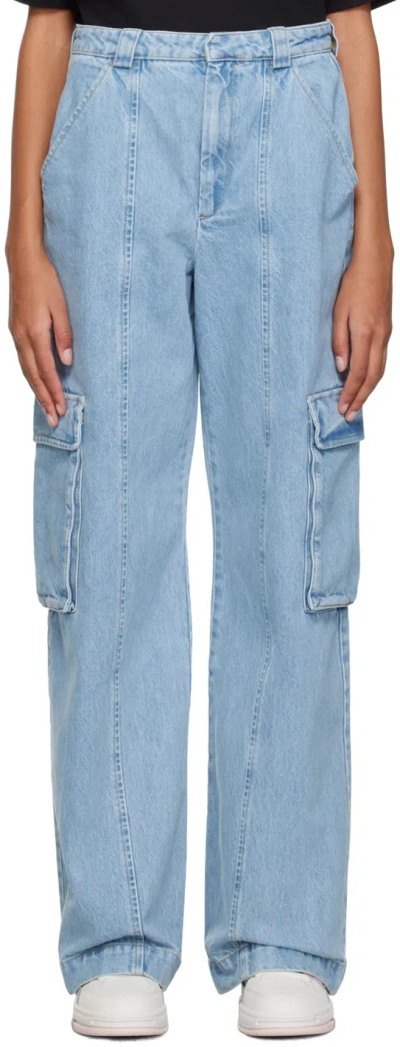 Axel Arigato Blue Patch Cargo Jeans In Light Blue