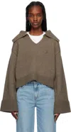 Axel Arigato Brown Clio Cropped Sweater In Dark Brown