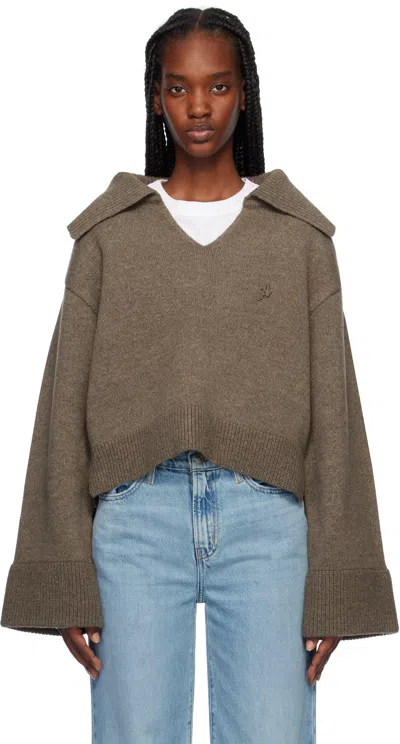 Axel Arigato Brown Clio Cropped Sweater In Dark Brown