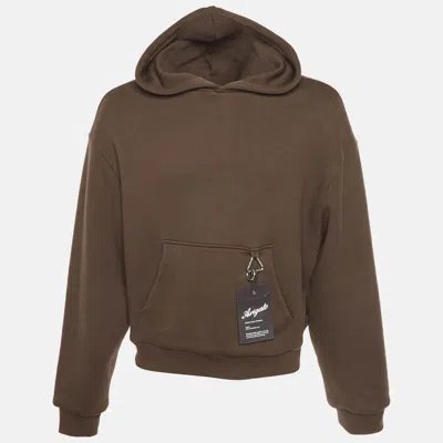 Pre-owned Axel Arigato Brown Logo Embroidered Cotton Knit Title Hoodie S