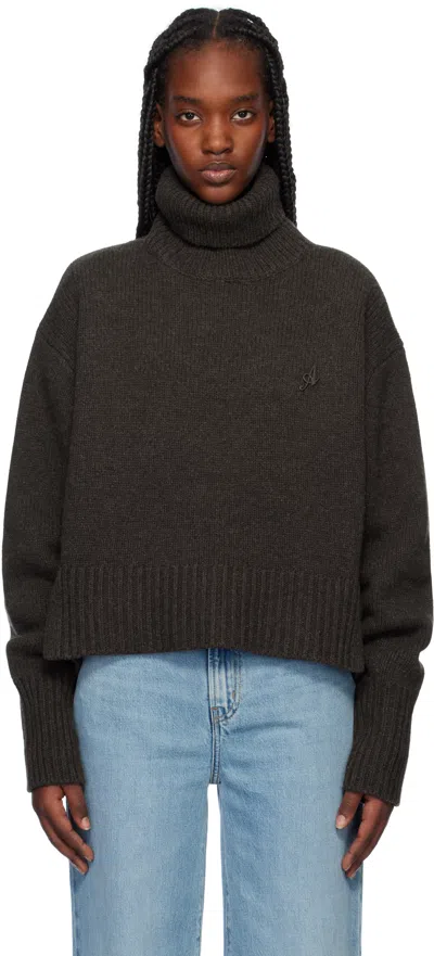 Axel Arigato Brown Remain Cropped Turtleneck In Dark Brown