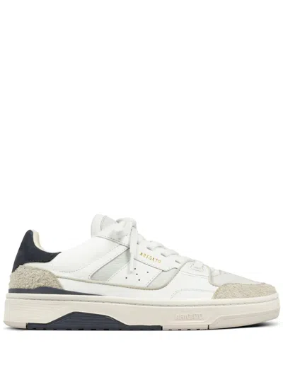 Axel Arigato Clay Sneaker In Leather And Fabric With Gold Foil Branding In White