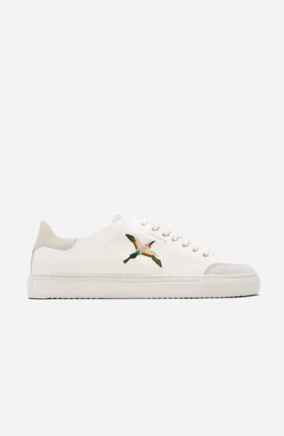 Axel Arigato Round Toe Leather Sneakers With Embroidered Side In Gray
