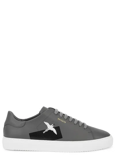 Axel Arigato Clean 90 Grey Embroidered Leather Sneakers
