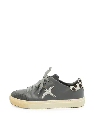 Pre-owned Axel Arigato Clean 90 Leopard-print Lace-up Sneakers In Gray