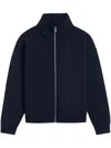 Axel Arigato High Neck Wool Blend Cardigan With Zip Fastening And Ribbed Detailing In Blue