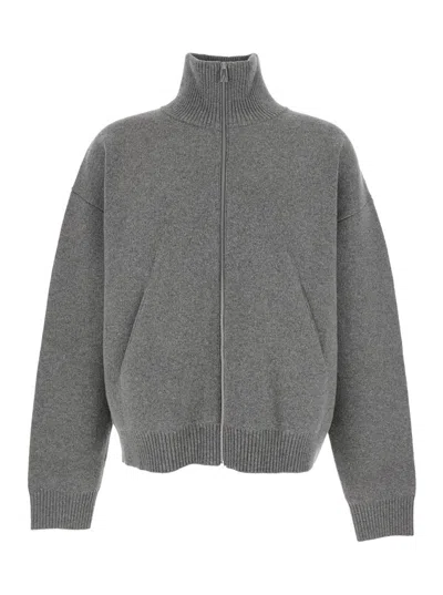 AXEL ARIGATO GREY HIGH NECK SWEATSHIRT WITH ZIP FASTENING IN WOOL BLEND MAN