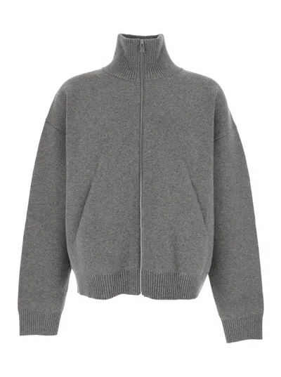 AXEL ARIGATO GREY HIGH NECK SWEATSHIRT WITH ZIP FASTENING IN WOOL BLEND MAN