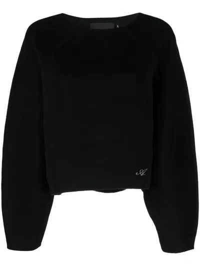 Axel Arigato Cropped Black Pullover With Relaxed Fit And Voluminous Sleeves