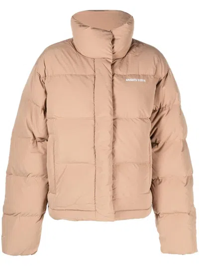 Axel Arigato Cropped Puffer Jacket With High Collar And Minimalist Design In Neutral