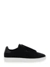 AXEL ARIGATO 'DICE LACELESS' BLACK LOW TOP SLIP-ON SNEAKERS IN SUEDE MAN