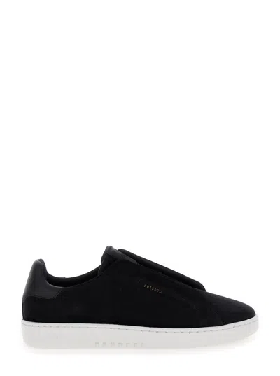 AXEL ARIGATO 'DICE LACELESS' BLACK LOW TOP SLIP-ON SNEAKERS IN SUEDE MAN