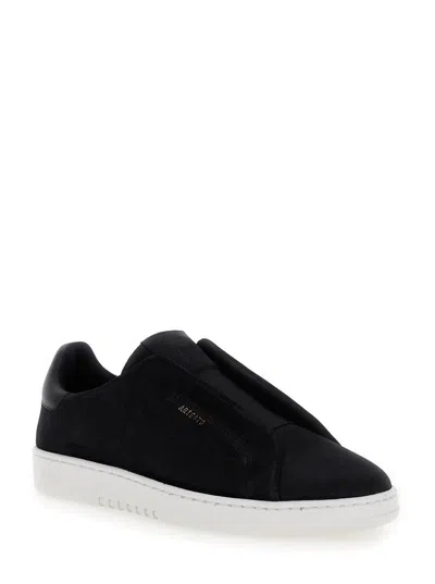 AXEL ARIGATO 'DICE LACELESS' BLACK LOW TOP SLIP-ON SNEAKERS IN SUEDE MAN