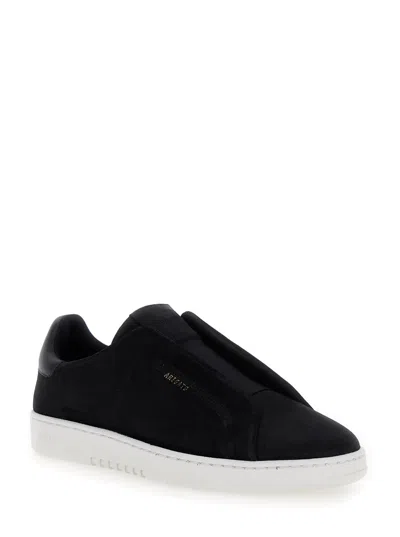 AXEL ARIGATO DICE LACELESS BLACK LOW TOP SLIP-ON SNEAKERS IN SUEDE MAN