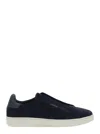 Axel Arigato 'dice Laceless' Black Low Top Slip-on Sneakers In Blue