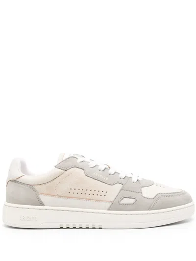 Axel Arigato Beige Light Gray Dice Lo Metallic Logo Suede-blend Sneakers In White