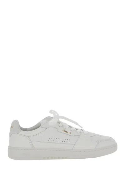 AXEL ARIGATO 'DICE LO' WHITE LOW TOP SNEAKERS WITH LAMINATED LOGO IN LEATHER AND SUEDE MAN