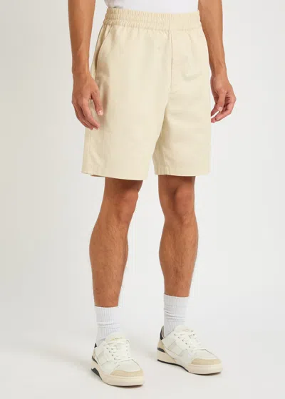 Axel Arigato Embroidered Cotton-poplin Shorts In Nude