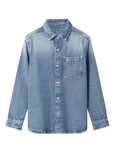 Axel Arigato Embroidered-logo Denim Shirt In Blue