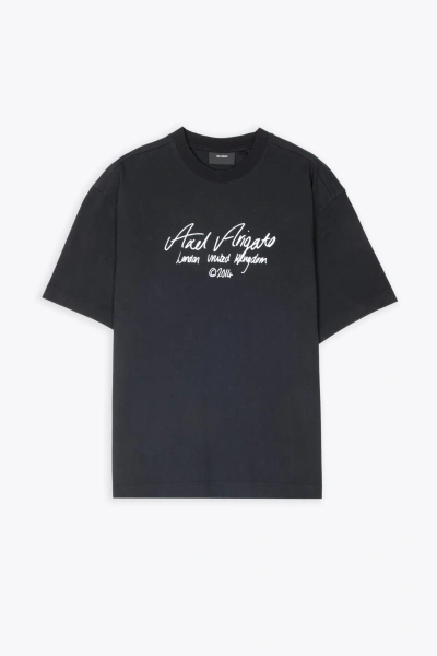 Axel Arigato Essential T-shirt Black T-shirt With Italic Logo Print - Essential T-shirt In Nero