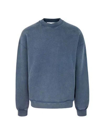Axel Arigato Men Blue Crewneck Sweatshirt With Logo Embroidery In Cotton Man