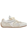 Axel Arigato Slow Runner White And Beige Sneaker With Mesh Inserts And Grooved Sole In Leather And Fabric Man In Neutral