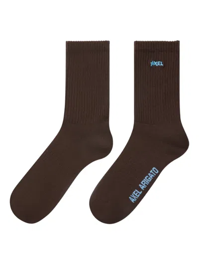 Axel Arigato Floral Logo Socks In Brown