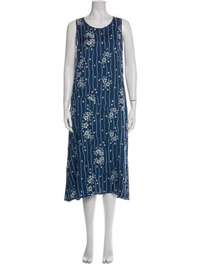 Pre-owned Axel Arigato Floral Print Long Dress In Blue