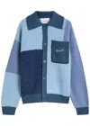 Axel Arigato Franco Colour-block Wool-blend Cardigan In Blue