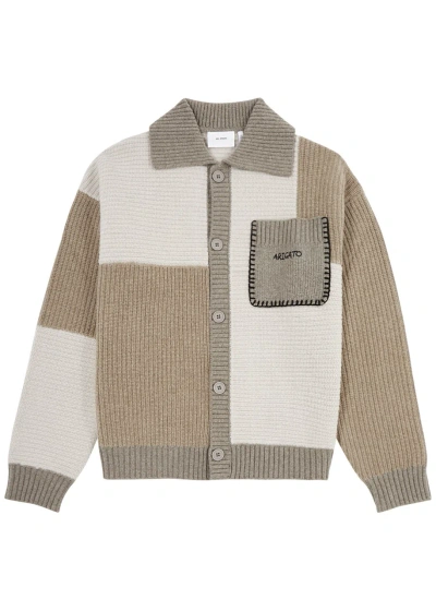 Axel Arigato Franco Patchwork Wool-blend Cardigan In Beige