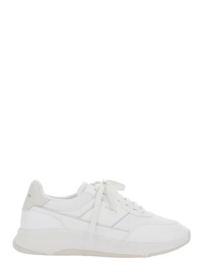 AXEL ARIGATO GENESIS NEO RUNNER WHITE LOW TOP SNEAKERS WITH LOGO LETTERING ON TONGUE AND HEEL IN LEATHER BLEND MA