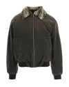 Axel Arigato Tweed-collar Cotton Bomber Jacket In Gray
