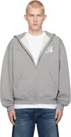 Axel Arigato Gray Maine Zip-up Hoodie In Grey Melange