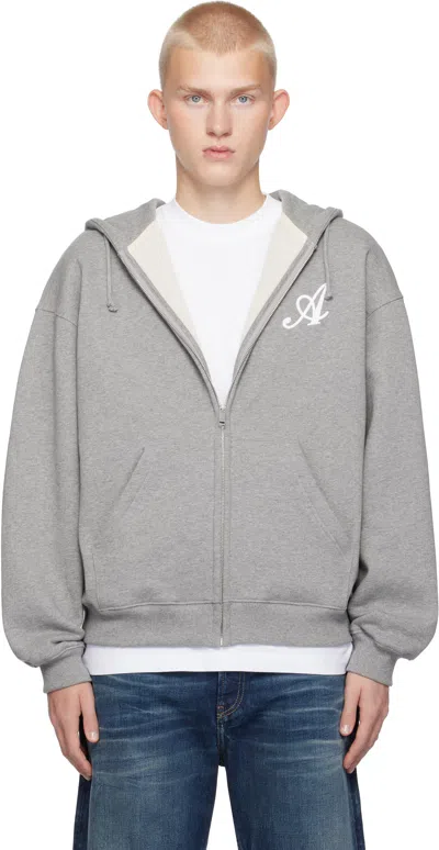 Axel Arigato Gray Maine Zip-up Hoodie In Grey Melange