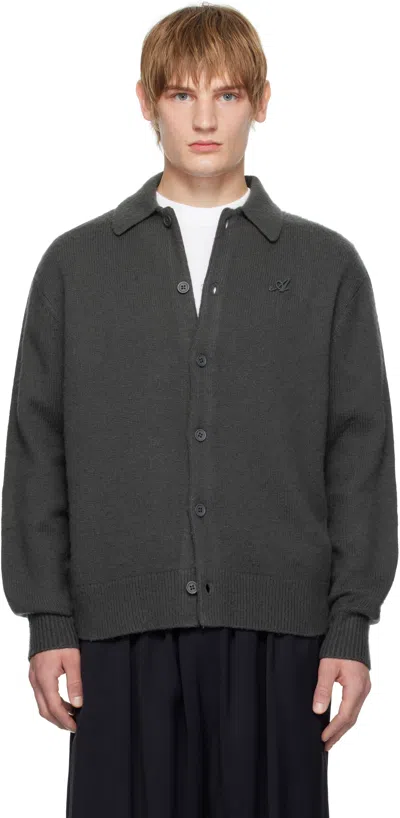 Axel Arigato Gray Ode Collared Cardigan In Dark Grey