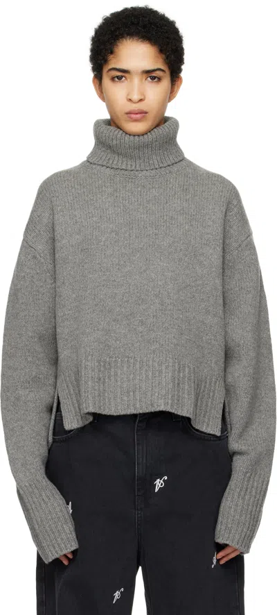 Axel Arigato Gray Remain Cropped Turtleneck In Grey Melange