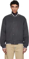 Axel Arigato Gray Typo Varsity Bomber Jacket In Dark Grey