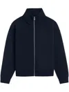 Axel Arigato High Neck Wool Blend Cardigan With Zip Fastening And Ribbed Detailing In Blue