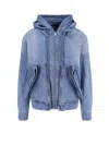 Axel Arigato Reed Zip-up Denim Jacket With Hood In Blue