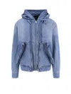Axel Arigato Reed Zip-up Denim Jacket With Hood In Blue