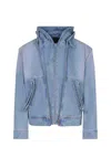 Axel Arigato Reed Zip-up Denim Jacket With Hood In Blue