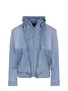 Axel Arigato Hooded Denim Jacket In Blue