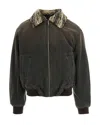 Axel Arigato Tweed-collar Cotton Bomber Jacket In Black